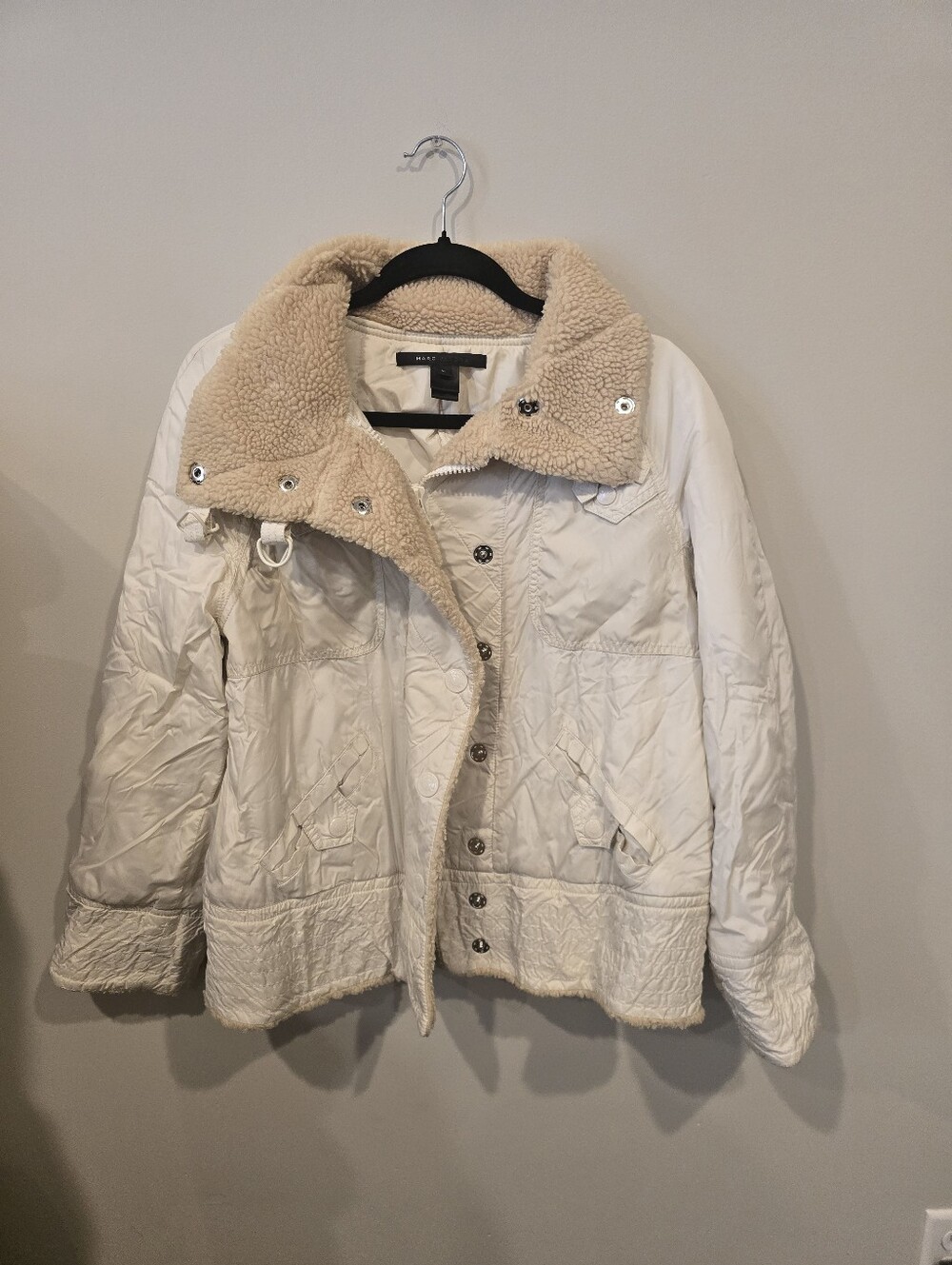 Marc Jacobs Cream Sherpa-Trim Button Front Jacket Y2K Size Large